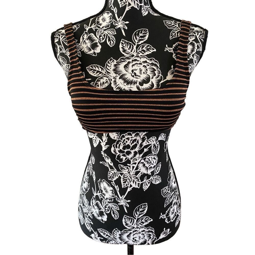 Xhilaration Metallic Striped Bikini Top Swim Swimsuit Swimwear Stripes Summer Va